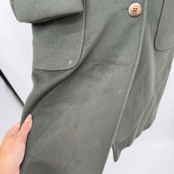 Cassidy Petite Vintage Green Wool Tailored Trench Coat Size 4P USA - Picture 5 of 13